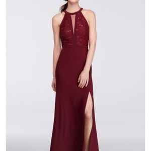 Formal halter dress built in cups fits size 4